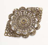 12 pcs Silver color hibiscus flower filigree focal 34mm