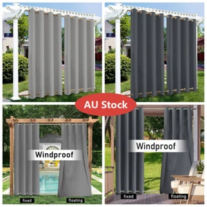 Waterproof Outdoor Curtains Pergola Patio Grommet Top&Bottom Windproof Drapes AU - Picture 1 of 16