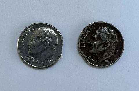 1967  & 1997 D Roosevelt dime mint errors Cover