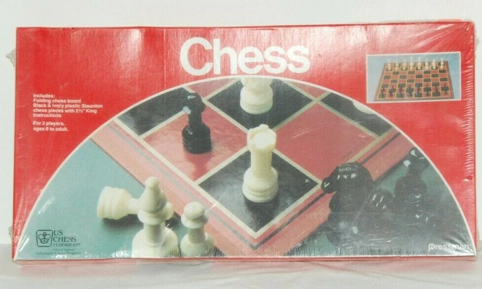 Pressman Chess  - with Folding Board and Full Size Chess Pieces new sealed - Image 1 of 1