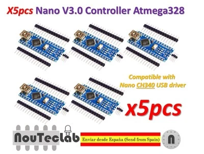 5pcs Nano V3.0 Controller Board Atmega328P Compatible Arduino Nano V3 CH340 - Immagine 1 di 4