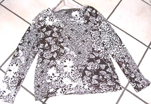 Women's Additions by CHICO'S Top, Rayon & Spandex, Brown & White, Size: Large - Picture 1 of 6