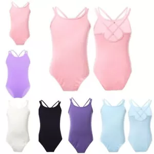 Kids Girls Leotard Workout Unitard Ballet Bodysuit Class Rompers Competition - Picture 1 of 59