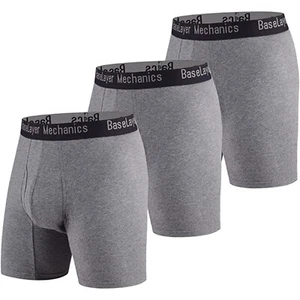 Cotton Boxer Briefs Soft Breathable Multipack Underwear Grey 3 Pack XX-Large - Picture 1 of 6