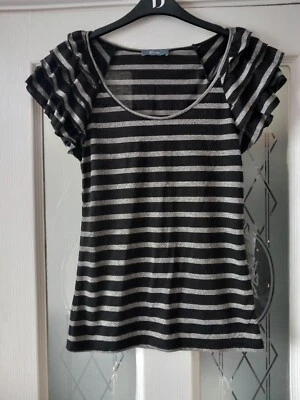 Top mujer E-vie rayas negro/gris talla 10 Foto 1 de 4