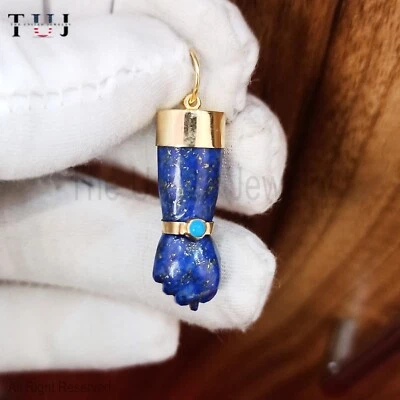 1 pz gioielli a mano in argento sterling 925 lapislazzuli fatti a mano turche... - Immagine 1 di 4