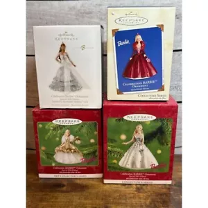 Hallmark Barbie Celebration Ornament 4 Stück 2000 2001 2002 2008 - Bild 1 von 6