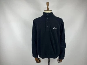 Asics Vintage Snap Fleece Pullover Jacket Size Large - Picture 1 of 7