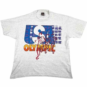 USA Olympic Mens T-Shirt Short Sleeve Crew Neck Pre Shrunk Grey Vintage Size XL - Picture 1 of 12
