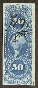Travelstamps: US Stamps Scott #R57a 50 Cent Revenue Lease Used Pen Cancel - Picture 1 of 5