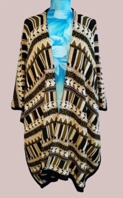 H&M Open Poncho Brown/Black UK XS/S LN019 CC 04 - Image 1 of 4