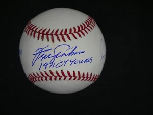 FERGIE JENKINS GREG MADDUX BRUCE SUTTER SIGNED OMLB BASEBALL INSCRIBED - JSA COA - Picture 1 of 7