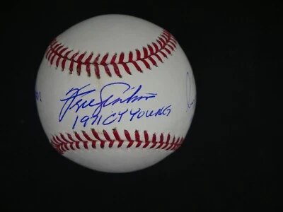 FERGIE JENKINS GREG MADDUX BRUCE SUTTER SIGNED OMLB BASEBALL INSCRIBED - JSA COA - Image 1 of 4