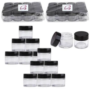 Beauticom® (24 PCS) 7G/7ML Clear Plastic Refillable Jars with Black Lids - Picture 1 of 6