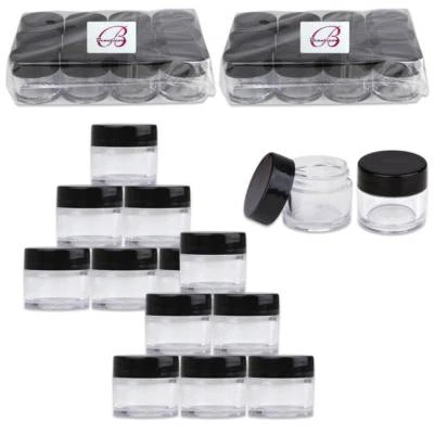 Frascos recargables de plástico transparente Beauticom® (24 piezas) 7G/7ML con tapas negras Foto 1 de 4