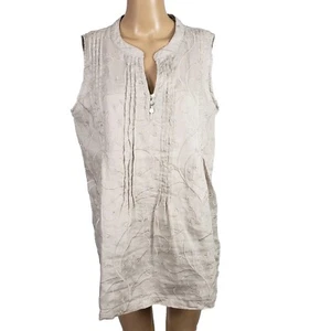 Saint Tropez West Leinen bestickt ärmellos creme Top Gr. L - Bild 1 von 9