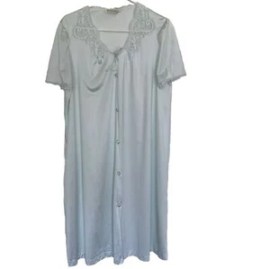 Camisón bata de encaje sedoso verde menta medio claro vintage JC Penney Misses - Imagen 1 de 13