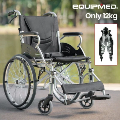 EQUIPMED Wheelchair Aluminium Lightweight Wheel Chair Folding Portable Black - image 1 of 4