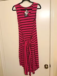 Coco + Carmen Gr. S/M Jersey Tank Kleid Bindeband Taille Rosa Schwarz Streifen MADE IN USA Neu mit Etikett - Bild 1 von 9