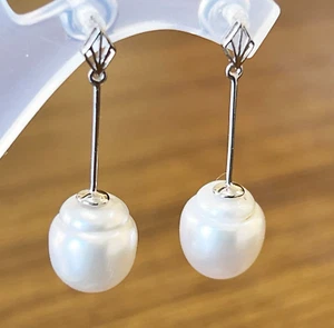 12.5mm!! WHITE SOUTH SEA PEARLS 100% UNTREATED +18ct SOLID W GOLD EARRINGS +CERT - Picture 1 of 1
