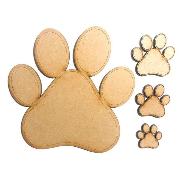 AMBROSIA CRAFTS Wooden MDF Dog Paw Shapes Print Animal Paws Cat Paws Embellishments Craft Blank