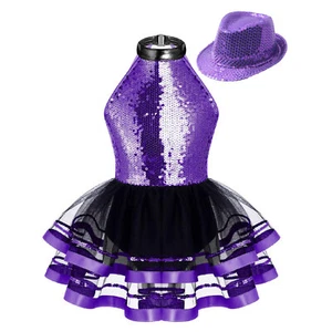 DE Kinder Mädchen Tanzkleid Prinzessin Kleid Und Kappe Set Geburtstag Tutu Rock - Bild 1 von 35