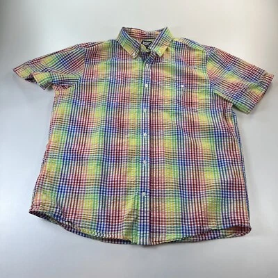 Lands End Button Down Shirt Mens Large Seersucker Colorful Plaid Cotton Casual - Image 1 of 4
