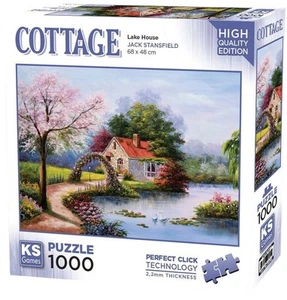 NEW KS Games Jigsaw Puzzle 1000 Pieces 20782 Lake House Cottage - Imagen 1 de 2