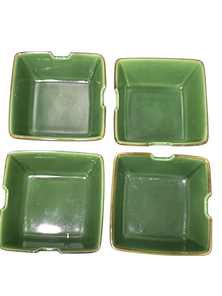 Juego de 4 cuencos verdes cuadrados asiáticos Pottery Barn de 6" hechos en Japón descontinuados  Foto 1 de 4