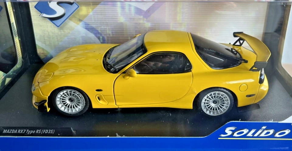 1:18 Solido 1999 Mazda RX7 FD3RS StreetFighter Yellow Diecast Car JDM Pink Slips - Image 1 of 4