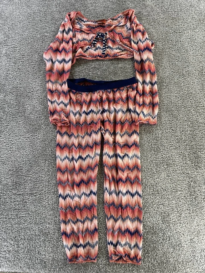 Roupa de dormir feminina Missoni malha cropped azul rosa média - Imagem 1 de 4