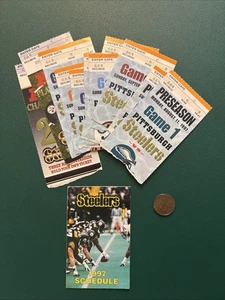 MIKE VRABEL PRO DEBUT 1997 Steelers ticket stub lot PLAYOFFS Schedule BRONCOS - Picture 1 of 4