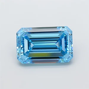 4.00 Ct Lab Diamond Emerald Cut Blue Diamond IGI certified VVS2 Eco Friendly Jew - Picture 1 of 11