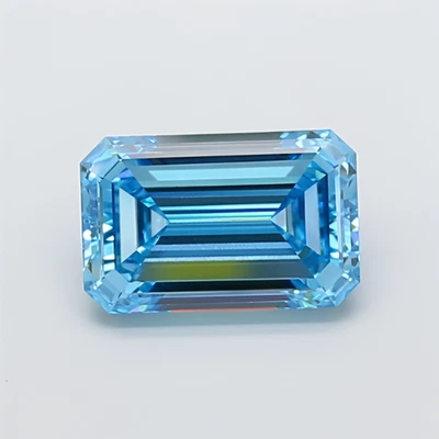 4.00 Ct Lab Diamond Emerald Cut Blue Diamond IGI certified VVS2 Eco Friendly Jew - Image 1 of 4