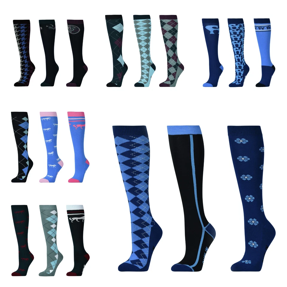 Dublin 3 Pack Adults Socks - Range Of Colours | Equestrian | Horse Riding