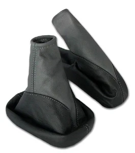 Schaltsack + Handbremsmanschette OPEL CORSA C 100% ECHTLEDER schwarz grau - Bild 1 von 1