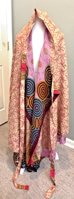 NUEVO SIN ETIQUETAS EARTHBOUND TRADING CO. 100% SEDA. FALDA ENVOLVENTE SARI EN CAPAS ESTAMPADO MÚLTIPLE INDIA Foto 1 de 4