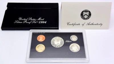 1994-S US Mint 5-Coin Silver Proof Set w/Box & Certificate of Authenticity - Image 1 of 4
