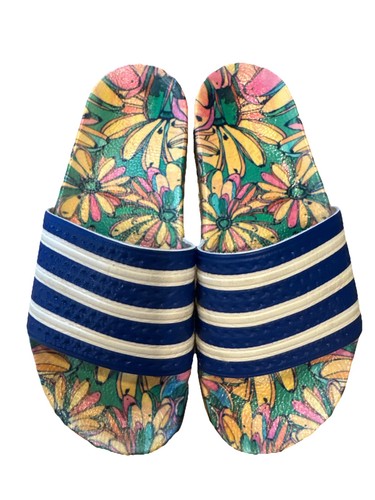 Adidas Adilette Farm Slides Donna 7 Righe Blu Verde Giallo Rosa Floreale