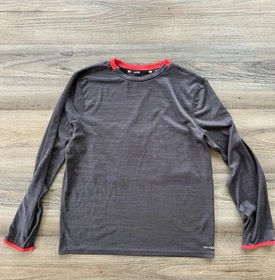 Tek Gear Dry Tek 男孩长袖衬衫 L 码 (14/16) 深灰色 带红色边饰 — 第 1/4 张图片