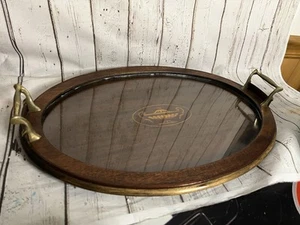Antique Inlaid Mahogany Edwardian Adams Tea Cocktail Tray Glass Top 1905 Wood - Picture 1 of 10