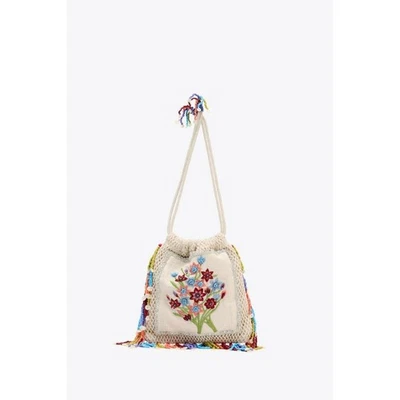 BOLSO CUBO ZARA BORDADO FLORAL Foto 1 de 4