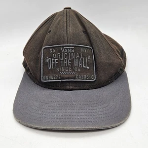 Vans Off The Wall Snapback Unisex Skater Hat Faded Black/Gray Straight Bill - Picture 1 of 6