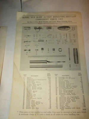 Lista de piezas de pistola de colección Harrington & Richardson modelo 40 A escopeta de acción deslizante Foto 1 de 3