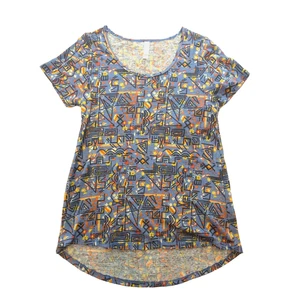 LuLaRoe Classic T XS hellblau periwinkle Leinenmischung Print U-Ausschnitt Top - Bild 1 von 6