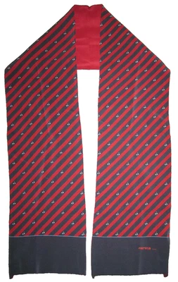 De colección Carven Paris bufanda de seda corbata foulard, azul marino y granate rayas, veleros Foto 1 de 4