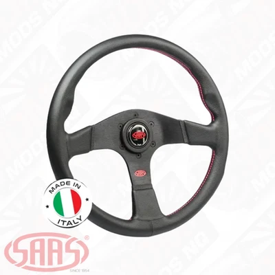 SAAS Steering Wheel Leather Corsa 14" / 350mm Contoured Grip - Image 1 of 4