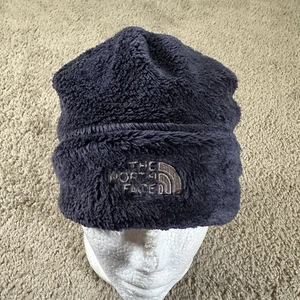 North Face Hat Cap Fitted One Size Navy Blue Fleece Beanie Winter Warm Unisex - Picture 1 of 8