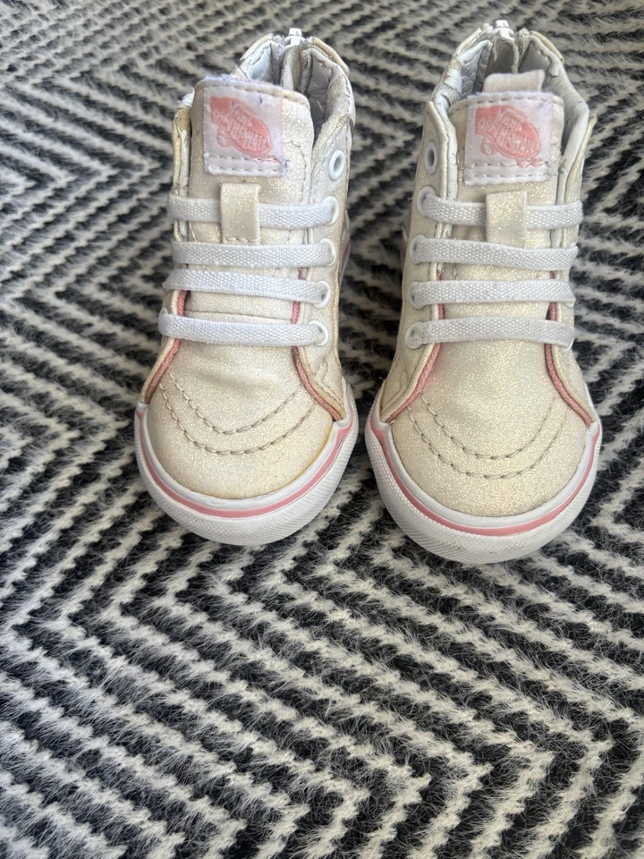 Vans Old School High Top Zapatos Talla Niño 4 Rosa Blanco con Cremallera Unicornios Foto 1 de 4