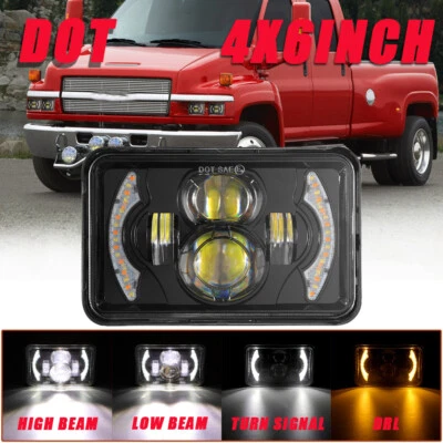 Faro LED PUNTO 4x6" pulgadas haz alto/bajo DRL para GMC C4500 Chevrolet C5500 Kodiak Foto 1 de 4
